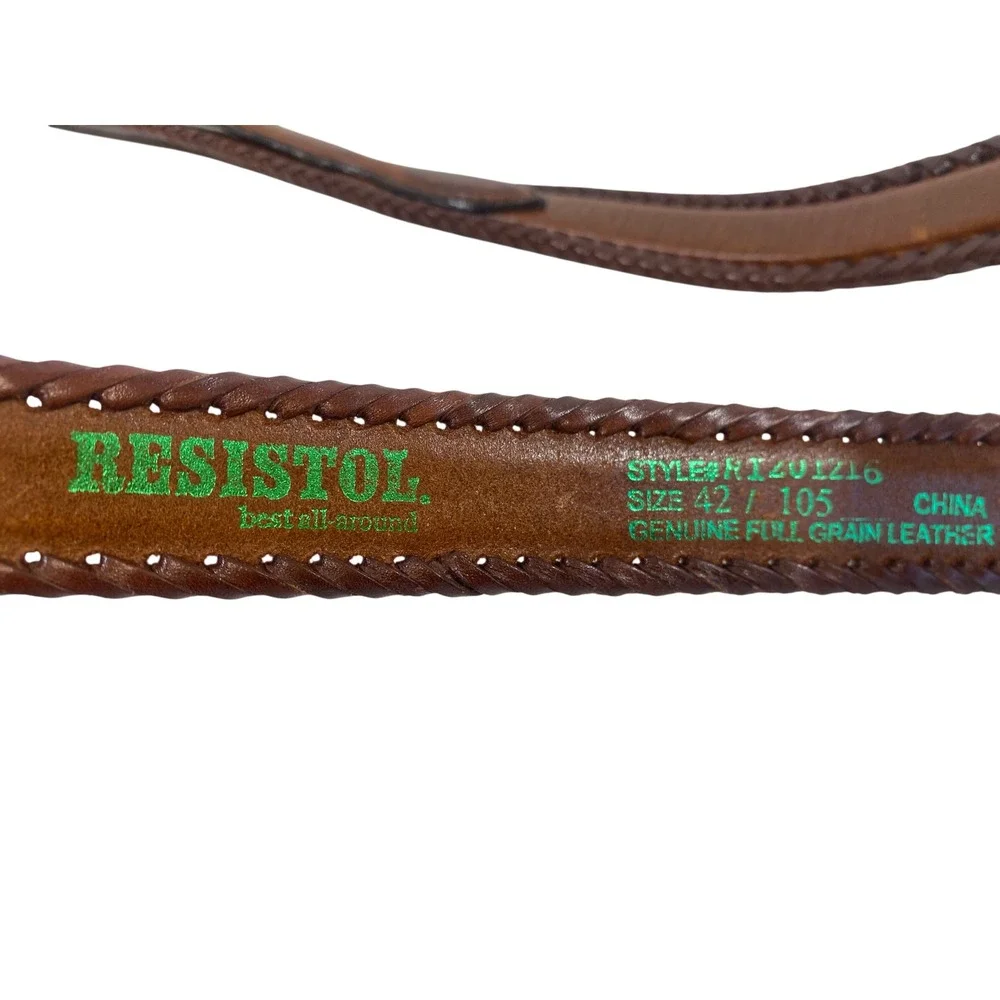 Resistol Mens‎ Brown Leather Western Belt Braided Engraved Buckle 42 R1201216